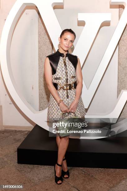 Alicia Vikander attends the photocall ahead of the Louis Vuitton Cruise Show 2024 at Isola Bella on May 24, 2023 in Stresa, Italy.