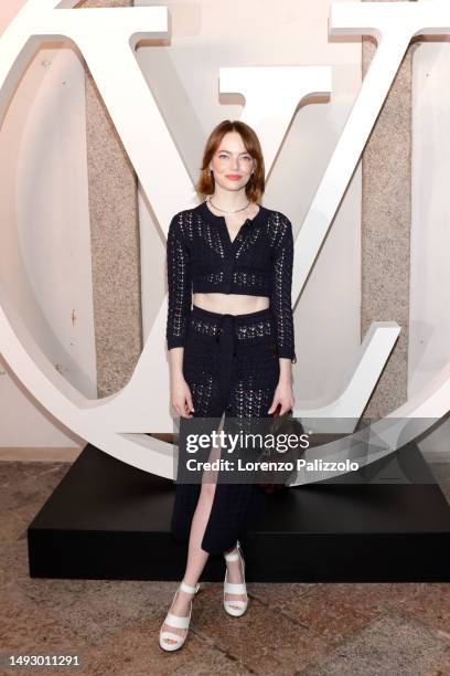 Emma Stone attends the photocall ahead of the Louis Vuitton Cruise Show 2024 at Isola Bella on May 24, 2023 in Stresa, Italy.