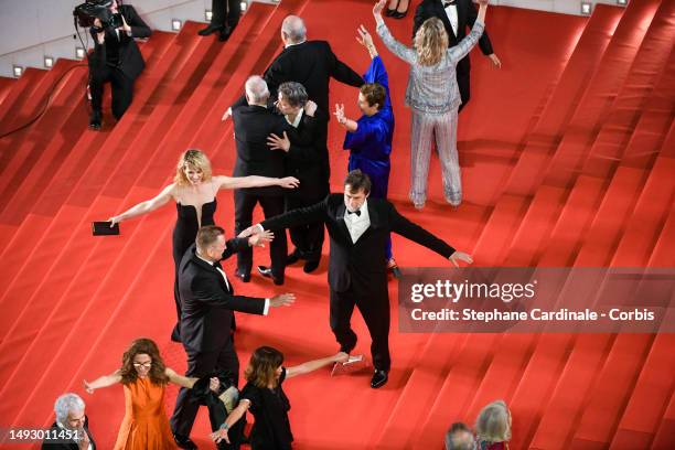 Margherita Buy, Federica Pontremoli, Nanni Moretti and Barbora Bobulová attend the "Il Sol Dell'Avvenire " red carpet during the 76th annual Cannes...