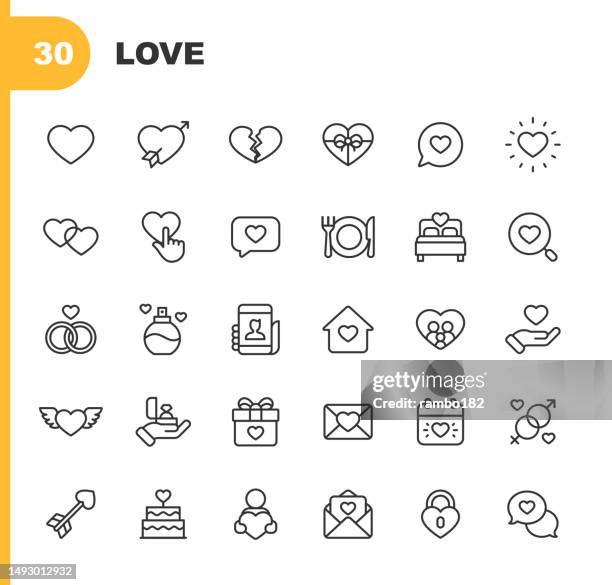 love icons. editable stroke. pixel perfect. for mobile and web. contains such icons as heart, love, emotion, bed, champagne, flowers, wedding, engagement ring, lips, card, relationship, perfume, valentine's day, poem, family, gift. - food emoji stock illustrations