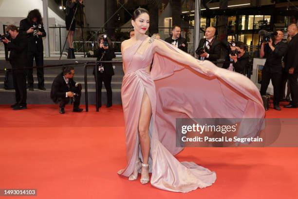 Sunny Leone attends the "Kennedy" red carpet during the 76th annual Cannes film festival at Palais des Festivals on May 24, 2023 in Cannes, France.