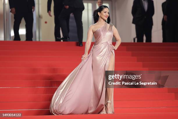 Sunny Leone attends the "Kennedy" red carpet during the 76th annual Cannes film festival at Palais des Festivals on May 24, 2023 in Cannes, France.