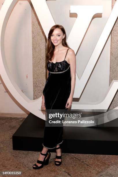 Phoebe Dynevor attends the photocall ahead of the Louis Vuitton Cruise Show 2024 at Isola Bella on May 24, 2023 in Stresa, Italy.