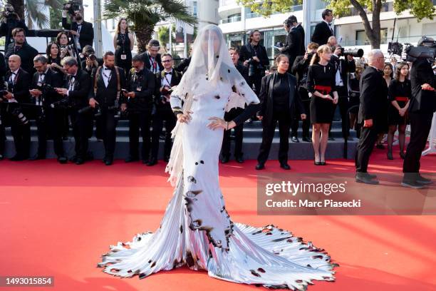 Rawdah Mohamed attends the "La Passion De Dodin Bouffant" red carpet during the 76th annual Cannes film festival at Palais des Festivals on May 24,...