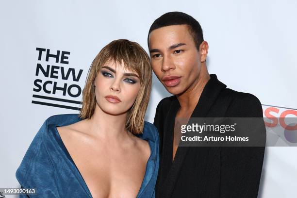 Cara Delevingne and Olivier Rousteing attend the 74th annual Parsons Benefit at Cipriani Wall Street on May 24, 2023 in New York City.