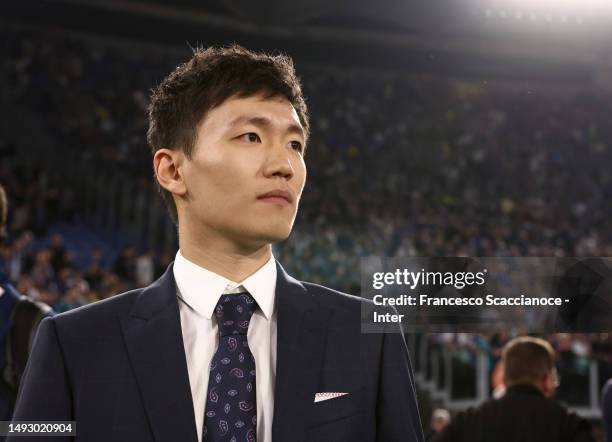 Steven Zhang President of FC Internazionale celebrates winning of the Italian Cup after the Coppa Italia Final match between ACF Fiorentina and FC...