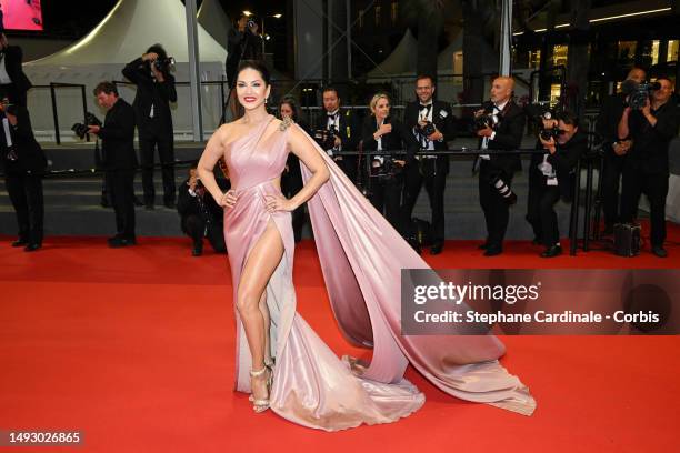 Sunny Leone attends the "Kennedy" red carpet during the 76th annual Cannes film festival at Palais des Festivals on May 24, 2023 in Cannes, France.