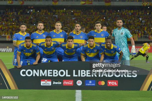 Players of Boca Juniors pose for the team photo prior the Copa CONMEBOL Libertadores 2023 group F match between Deportivo Pereira and Boca Juniors at...