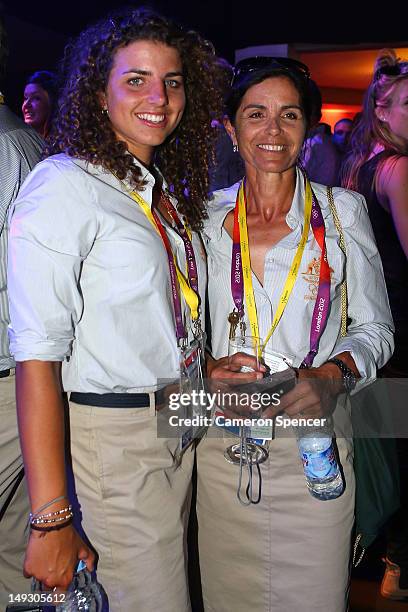 Canoe Slalom athlete Jessica Fox poses with her mother/coach Myriam Fox at the Australian Olympic Committee 2012 Olympic Games team flag bearer...