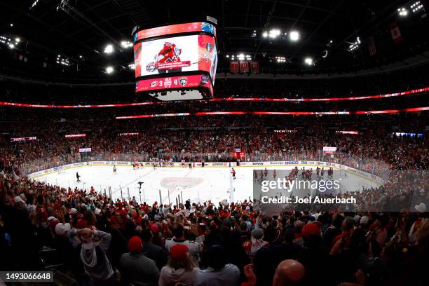 The Florida Panthers celebrate after defeating the Carolina Hurricanes in Game Four to win the Eastern Conference Final of the 2023 Stanley Cup...