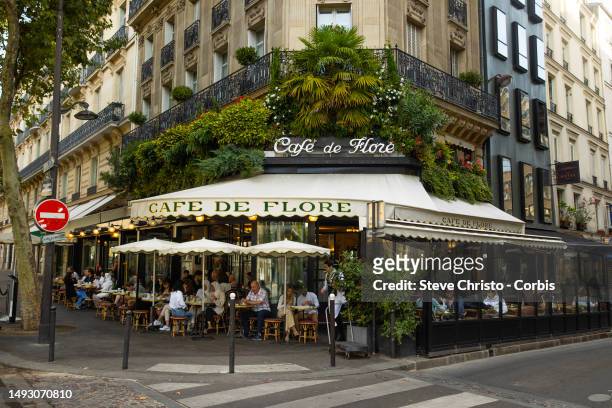 The famous Cafe de Flore in Saint-Germain, on August 21 in Paris, France.
