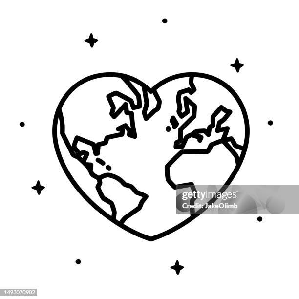heart earth doodle 7 - cute earth vector stock illustrations