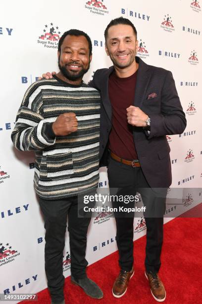 Shane Mosley and Sergio Mora attend the Sugar Ray Leonard Foundation "Big Fighters, Big Cause" Charity Boxing Night at The Beverly Hilton on May 24,...