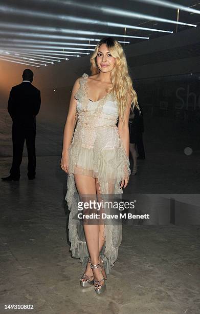 Zara Martin arrives at the Warner Music Group Pre-Olympics Party in the Southern Tanks Gallery at the Tate Modern on July 26, 2012 in London, England.