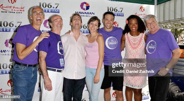 Scott Willis, Tom Flagg, Aaron Carter, Juliette Trafton, Jeremiah James, Helen Little and John Davidson attend 106.7 Lite FM's Broadway in Bryant...