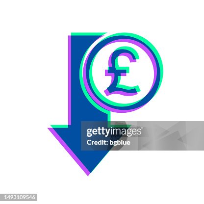 Pound decrease. Icon with two color overlay on white background Pound decrease. Icon with two color overlay on white background
