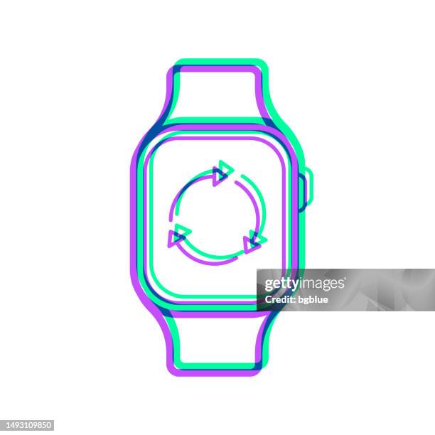 refresh or reload on smartwatch. icon with two color overlay on white background - consistency clock stock illustrations