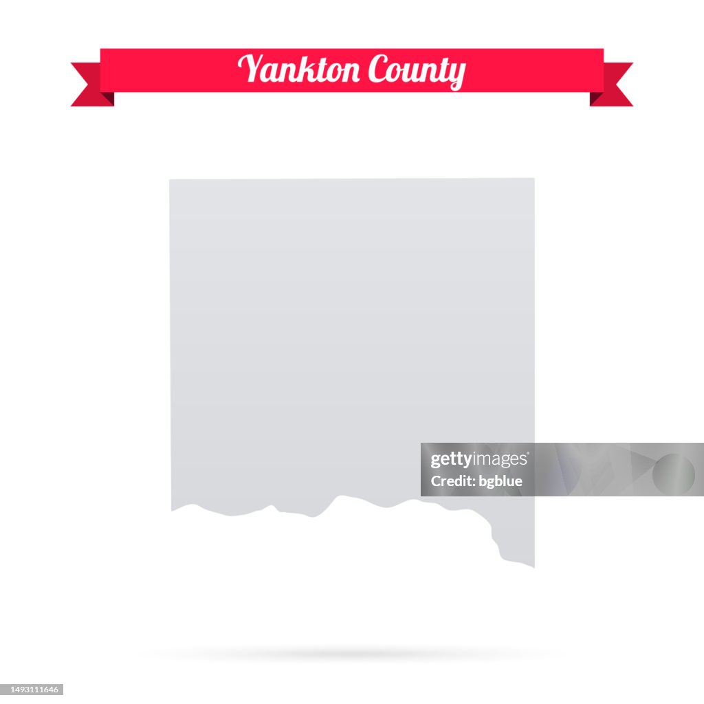 Yankton County, South Dakota. Map on white background with red banner