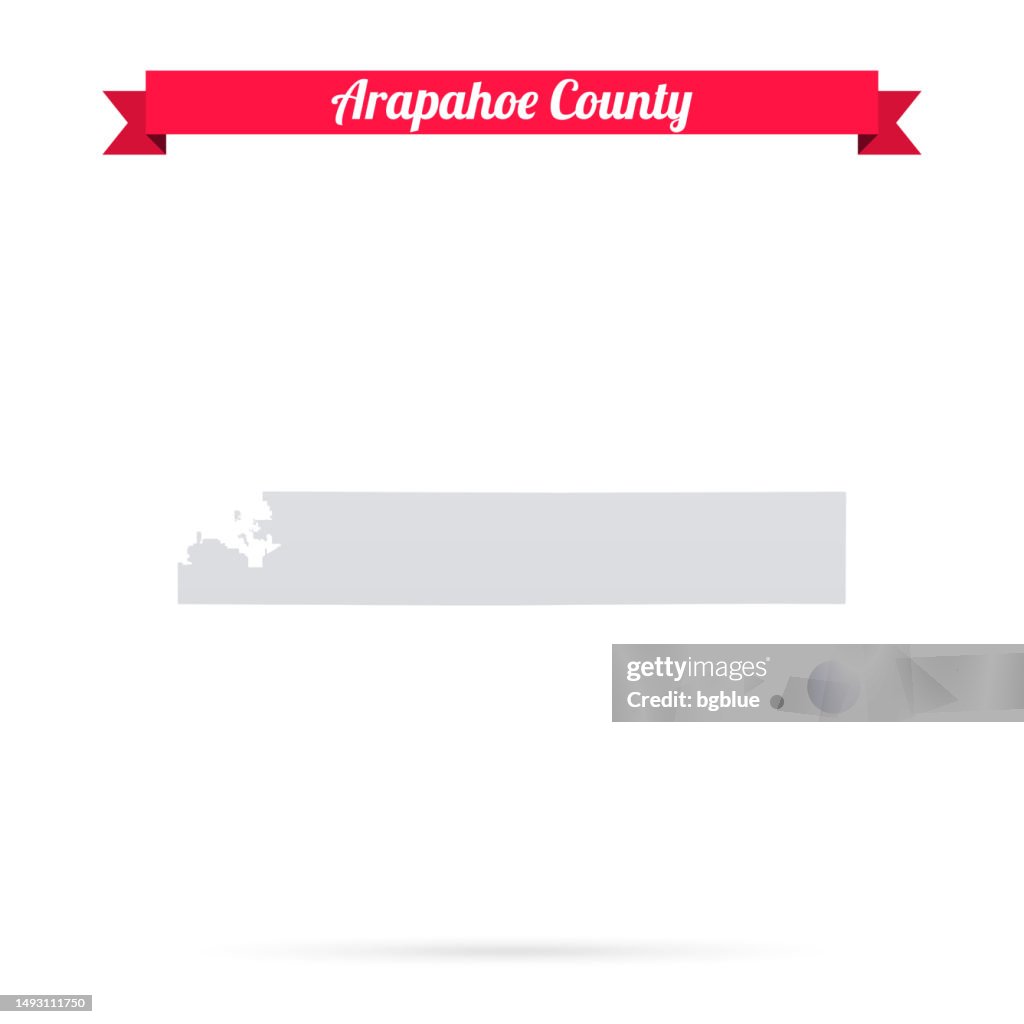 Arapahoe County, Colorado. Map on white background with red banner