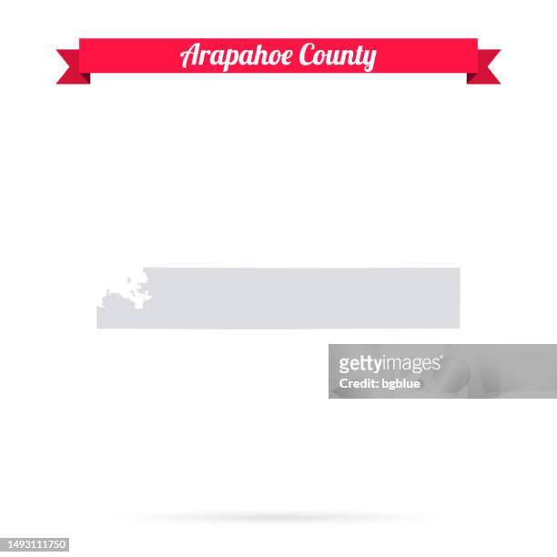 arapahoe county, colorado. map on white background with red banner - littleton colorado stock illustrations