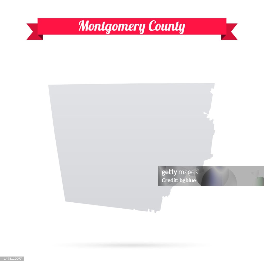 Montgomery County, Tennessee. Map on white background with red banner