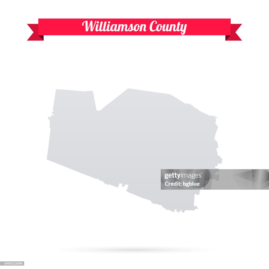 Williamson County, Tennessee. Map on white background with red banner