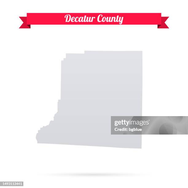 decatur county, georgia. map on white background with red banner - decatur georgia stock illustrations