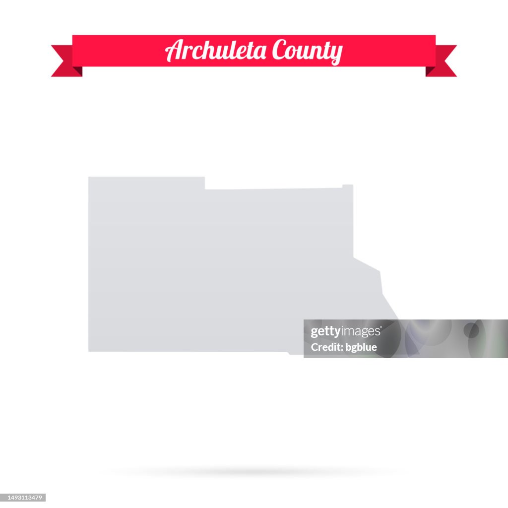 Archuleta County, Colorado. Map on white background with red banner