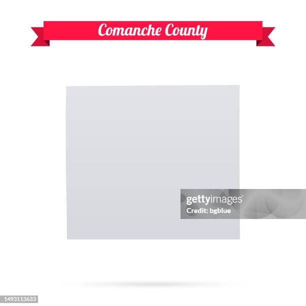 comanche county, kansas. map on white background with red banner - coldwater stock illustrations