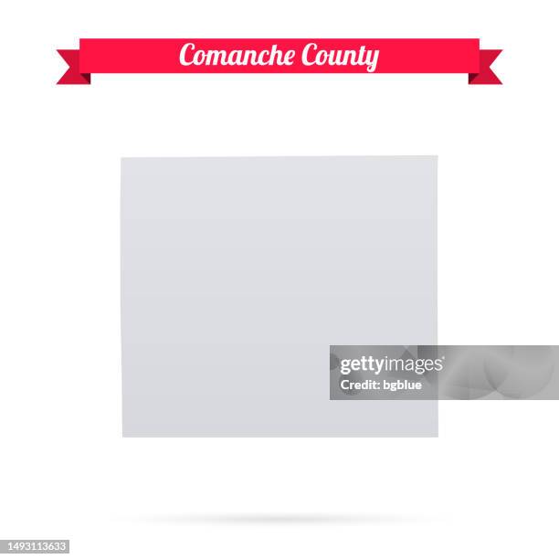 comanche county, kansas. map on white background with red banner - comanche stock illustrations