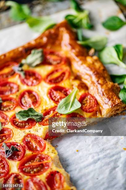 puff pastry tomato tart - puff pastry stock pictures, royalty-free photos & images