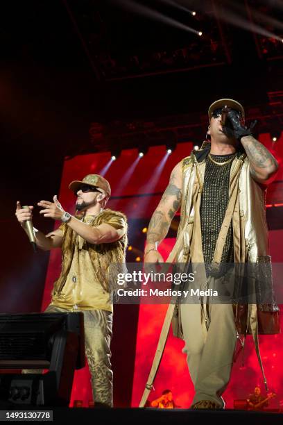 Wisin and Yandel perform during a concert at Foro Sol on May 24, 2023 in Mexico City, Mexico.