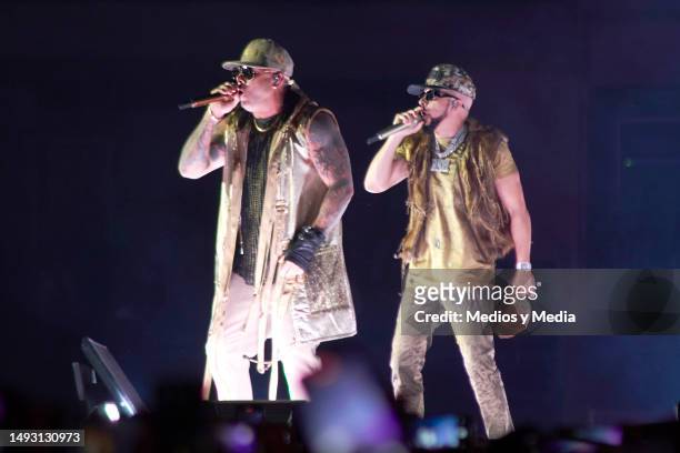 Wisin and Yandel perform during a concert at Foro Sol on May 24, 2023 in Mexico City, Mexico.