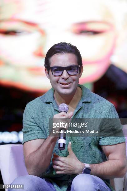 Ernesto D'Alessio speaks during a press conference at Breathless Hotel on May 24, 2023 in Cancun, Mexico.