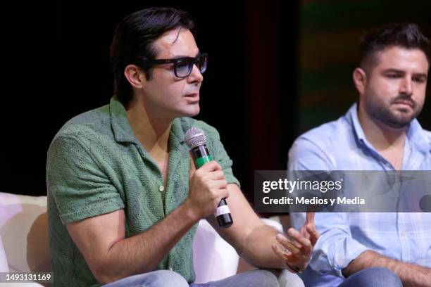 Ernesto D'Alessio speaks during a press conference at Breathless Hotel on May 24, 2023 in Cancun, Mexico.