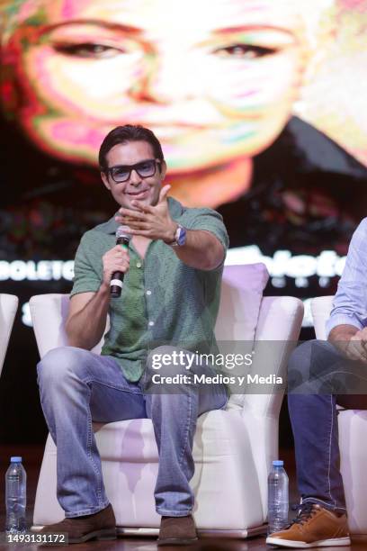 Ernesto D'Alessio speaks during a press conference at Breathless Hotel on May 24, 2023 in Cancun, Mexico.