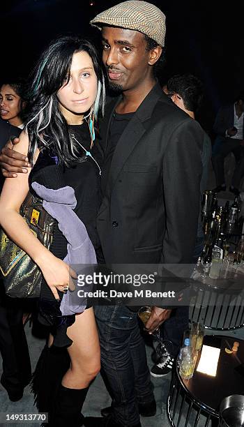 Anna Abramovich and Mason Smillie attend the Warner Music Group Pre-Olympics Party in the Southern Tanks Gallery at the Tate Modern on July 26, 2012...