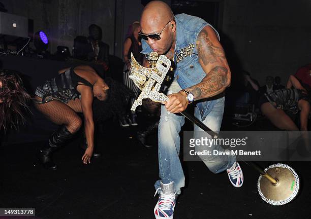 Flo Rida performs at the Warner Music Group Pre-Olympics Party in the Southern Tanks Gallery at the Tate Modern on July 26, 2012 in London, England