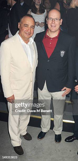 Len Blavatnik and Prince Albert of Monaco attend the Warner Music Group Pre-Olympics Party in the Southern Tanks Gallery at the Tate Modern on July...