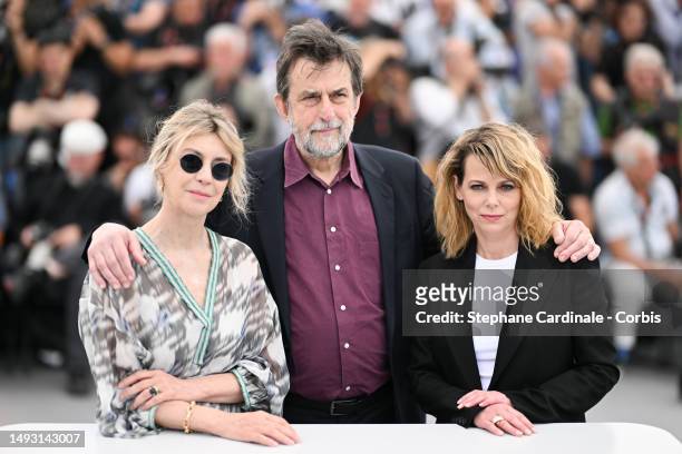 Margherita Buy, Director Nanni Moretti and Barbora Bobulová attend the "Il Sol Dell'avvenire " photocall at the 76th annual Cannes film festival at...