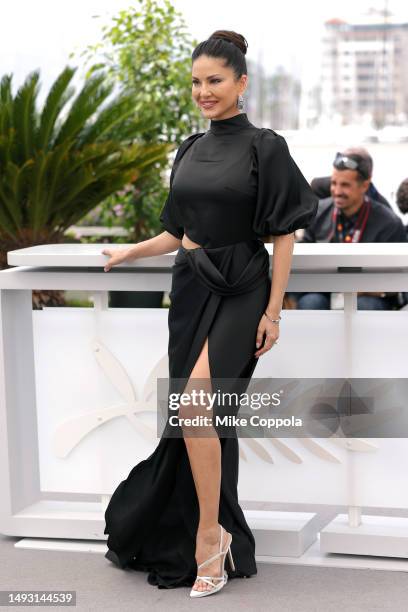 Sunny Leone attends the "Kennedy" photocall at the 76th annual Cannes film festival at Palais des Festivals on May 25, 2023 in Cannes, France.