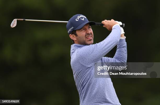 Jorge Campillo of Spain plays his second shot on the seventh hole during Day One of the KLM Open at Bernardus Golf on May 25, 2023 in Netherlands.