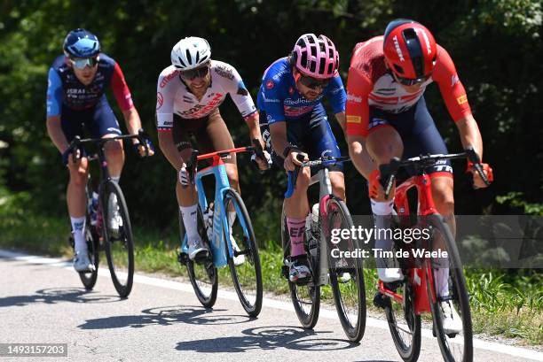 Larry Warbasse of The United States and AG2R Citroën Team and Ben Healy of Ireland and Team EF Education-EasyPost - Blue Mountain Jersey compete...