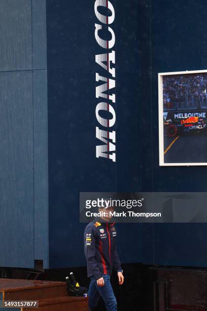 Max Verstappen of the Netherlands and Oracle Red Bull Racing walks in the Paddock during previews ahead of the F1 Grand Prix of Monaco at Circuit de...