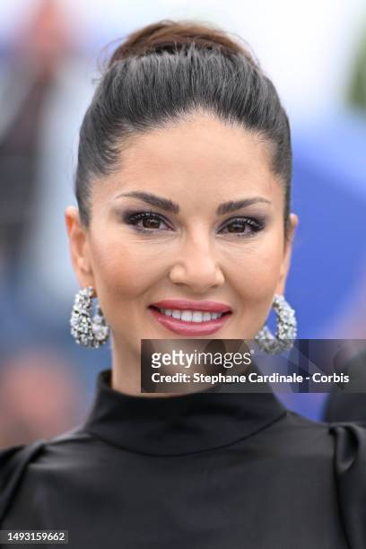 Sunny Leone attends the "Kennedy" photocall at the 76th annual Cannes film festival at Palais des Festivals on May 25, 2023 in Cannes, France.