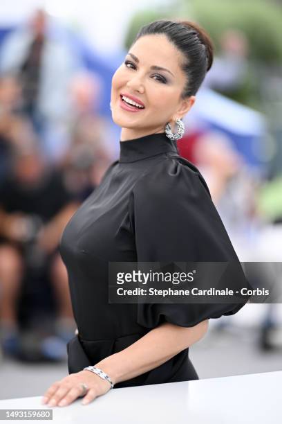 Sunny Leone attends the "Kennedy" photocall at the 76th annual Cannes film festival at Palais des Festivals on May 25, 2023 in Cannes, France.