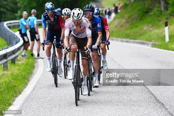 Thibaut Pinot of France and Team Groupama - FDJ and Aurélien Paret-Peintre of France and AG2R Citroën Team compete in the breakaway during the 106th...