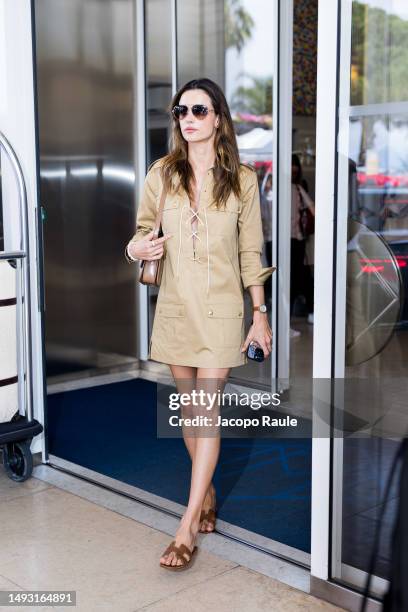 Alessandra Ambrosio is seen at Hotel Martinez during the 76th Cannes film festival on May 25, 2023 in Cannes, France.