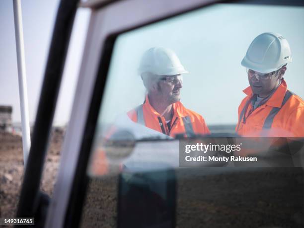 opencast coalminers looking at plans - carbon cycle stock pictures, royalty-free photos & images