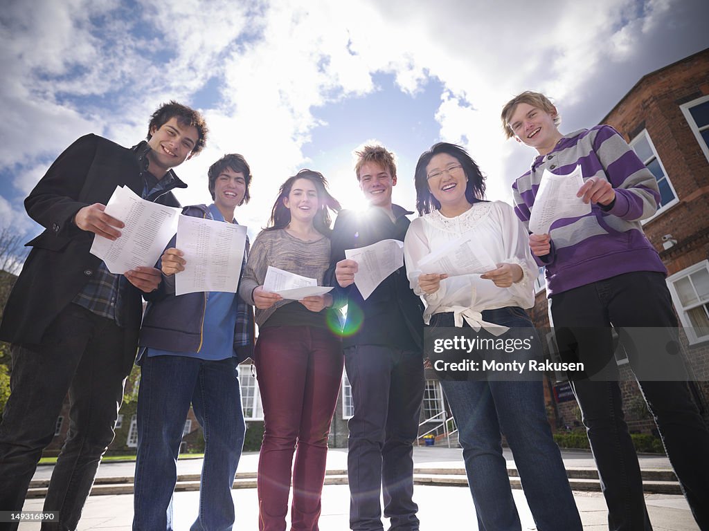 Portrait of students with good exam results